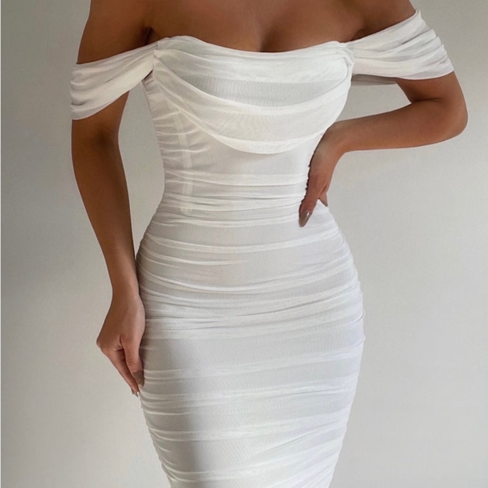 White midi dress